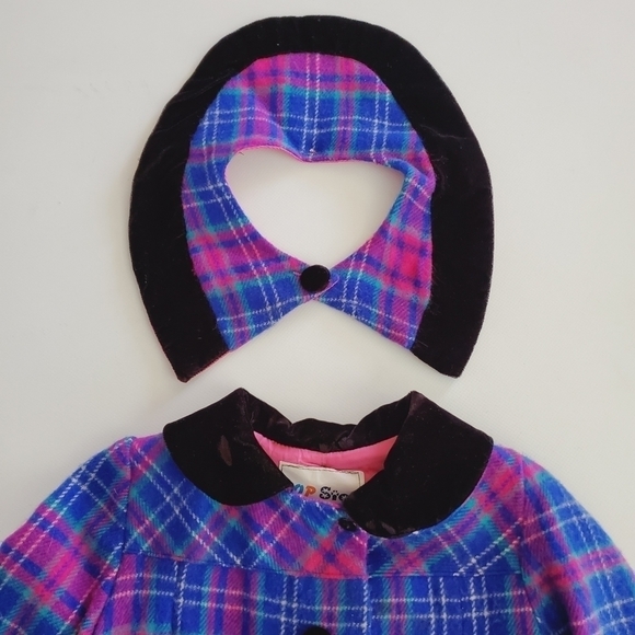 BK01 * Pop Star Girls Wool Blend Coat Blue Pink Size 1-2 Vintage - Picture 4 of 7